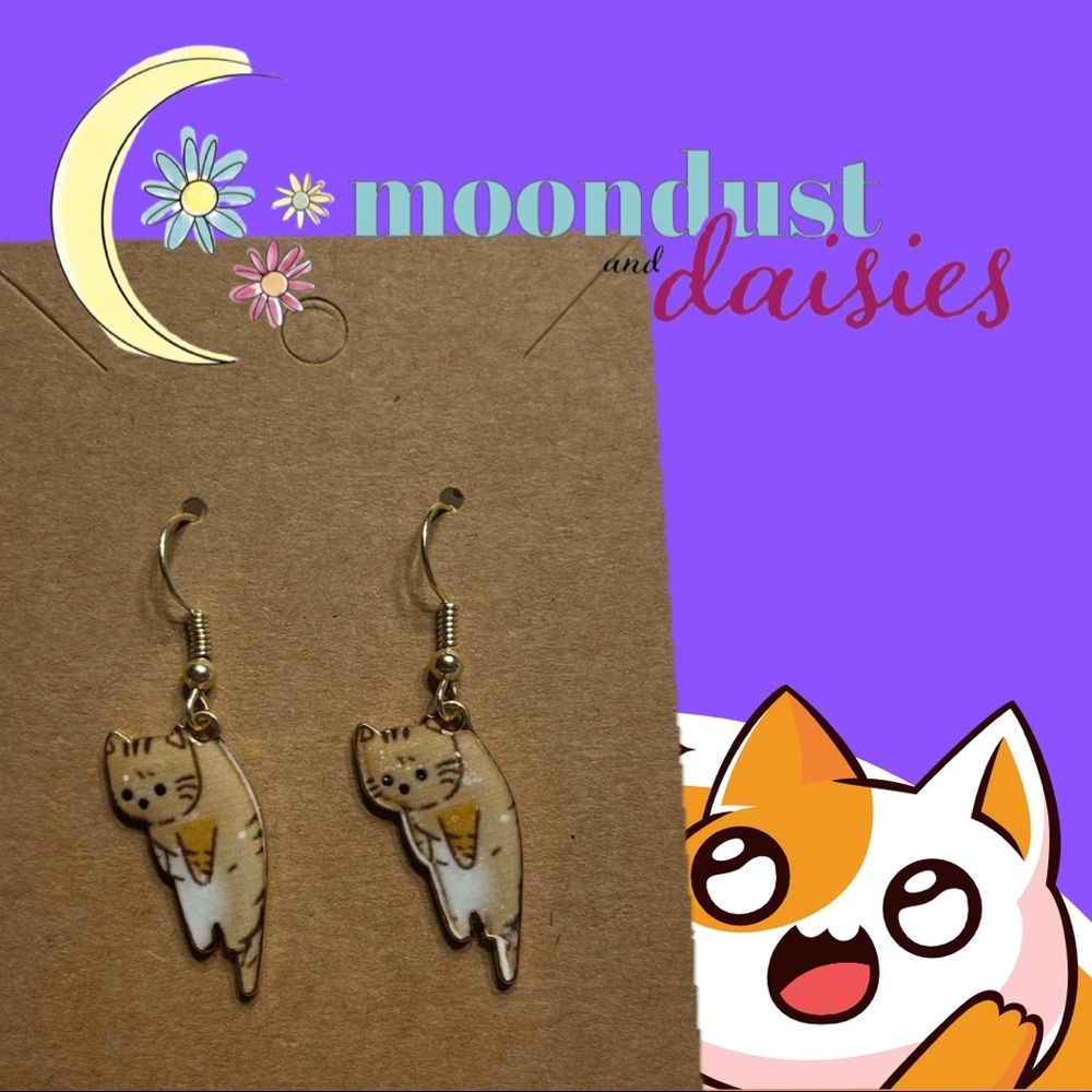 Hanging kitty earrings